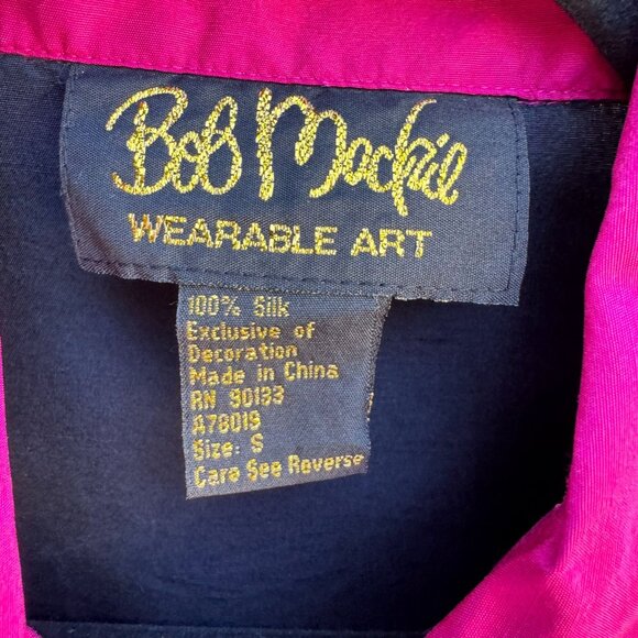 Bob Mackie Wearable Art Vintage Silk Embroidered Butterfly Appliqué Shirt Blouse - Picture 2 of 10